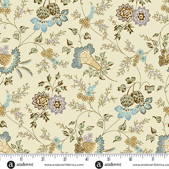 Fabric LISA BLUE AND PURPLE, A-1538-B from Holbrook Collection by MAX AND LOUISE for Andover