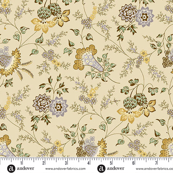 Fabric LISA PURPLE AND YELLOW, A-1538-V from Holbrook Collection by MAX AND LOUISE for Andover