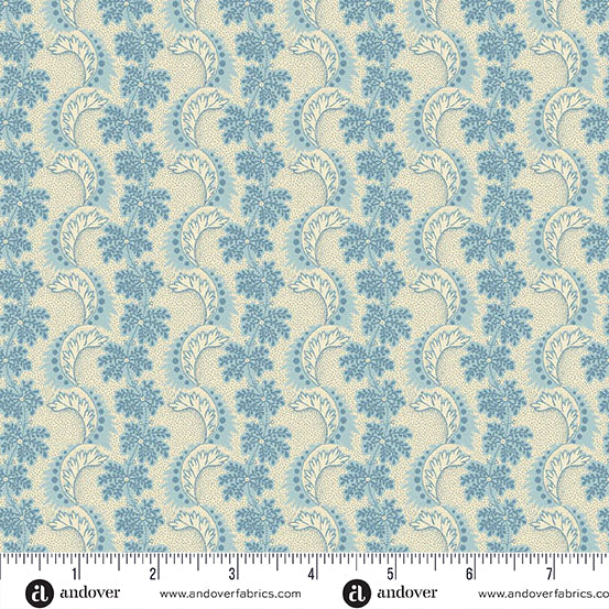 Fabric LOUISE BLUE, A-1539-B from Holbrook Collection by MAX AND LOUISE for Andover