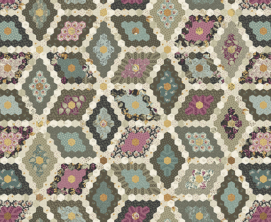 Fabric GARDEN PATCH Color SUGAR AND CREAM from English Garden Collection by Edyta Sitar for Andover, A-832-X