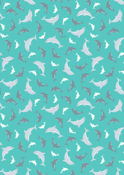 GLOW in the DARK Fabric SSCATTERED DOLPHINS 2 Bright Pink from Ocean G –  SoKe