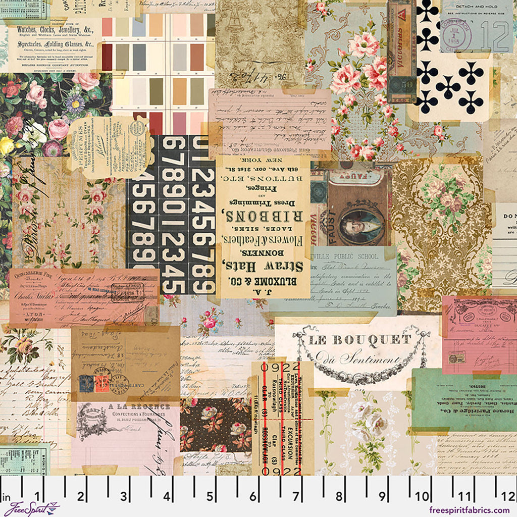 Fabric MULTI EPHEMERA, from Palette MULTI Collection by Tim Holtz PWTH325.MULTI