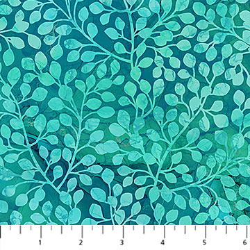 Fabric LEAF BLENDER TEAL DP27506-64 from DRAGONFLY DANCE Collection by Deborah Edwards and Melanie Samra for Northcott