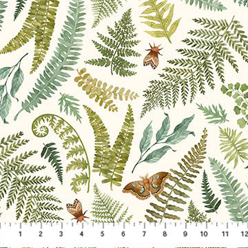 Fabric LARGE FERNS CREAM DP27511-11 from WILD HARVEST Collection by Deborah Edwards for Northcott Fabrics