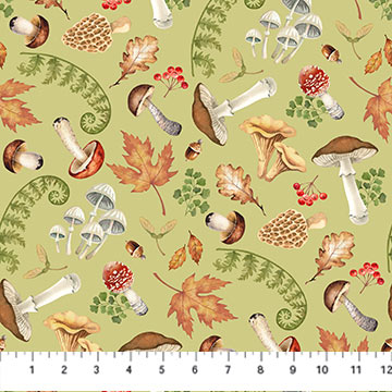 Fabric FOREST FINDS GREEN DP27512-74 from WILD HARVEST Collection by Deborah Edwards for Northcott Fabrics