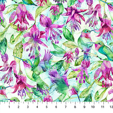 Fabric DP27828-42 PACKED FUCHSIA PALE BLUE/MULTI from CONCERTO Collection by Deborah Edwards and Melanie Samra for Northcott