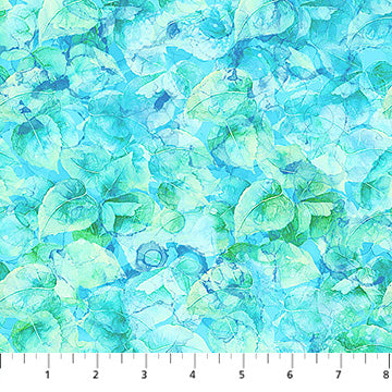 Fabric DP27831-74 PACKED LEAVES GREEN/TURQUOISE from CONCERTO Collection by Deborah Edwards and Melanie Samra for Northcott