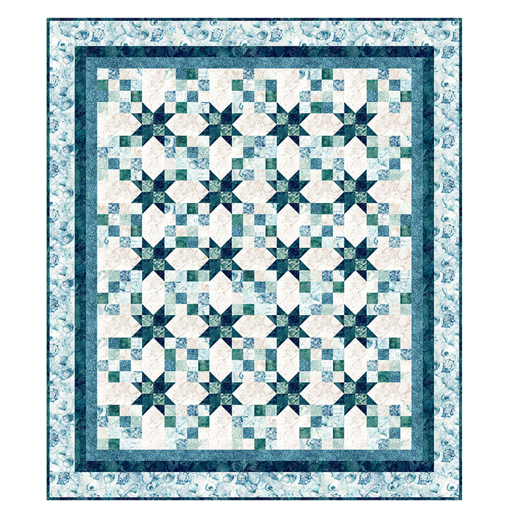 Pattern EARTHSHINE - PTNP056 by BOUND TO BE QUILTING Design featuring SEA BREEZE collection by Northcott