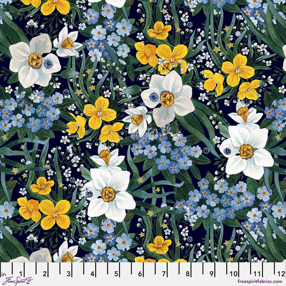 Fabric NIGHT GARDEN BLACK from NOCTURNAL CREATURES Collection by Maria Matos PWMM003.BLACK