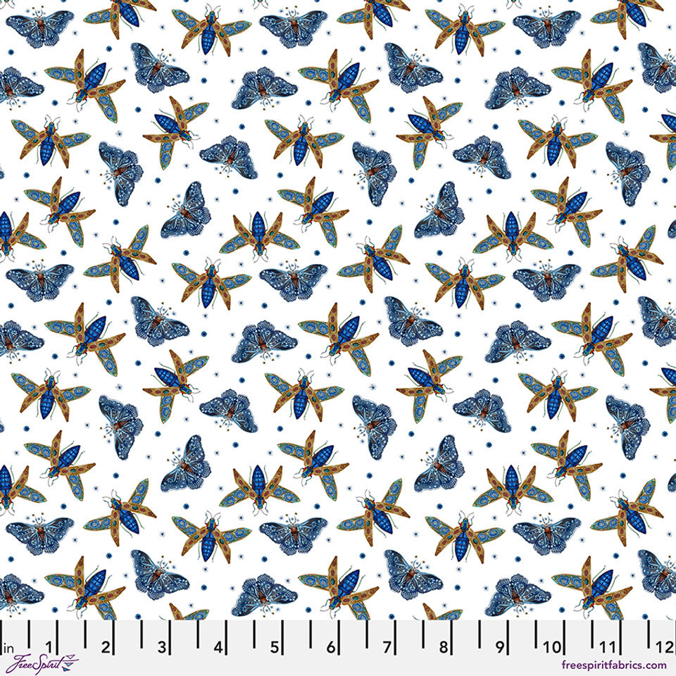 Fabric FLYING WONDERS BLUE from NOCTURNAL CREATURES Collection by Maria Matos PWMM011.BLUE