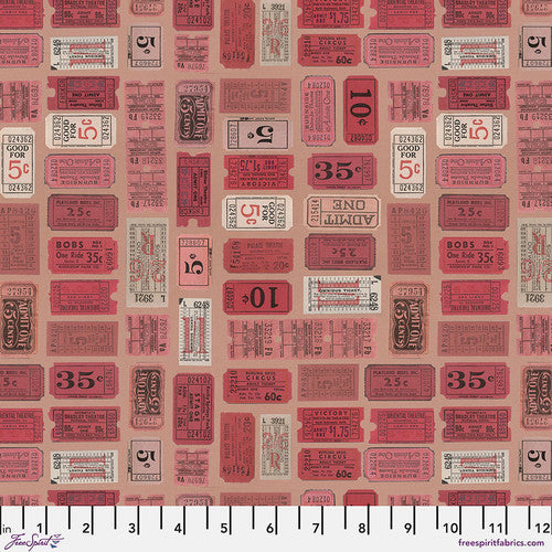 Fabric RED - TICKETS, PWTH222.RED, from Palette RED Collection Designed by Tim Holtz