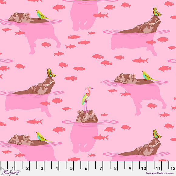 Fabric MY HIPPOS DON'T LIE, color NOVA from EVERGLOW collection, PWTP204.NOVA, from Tula Pink for Free Spirit