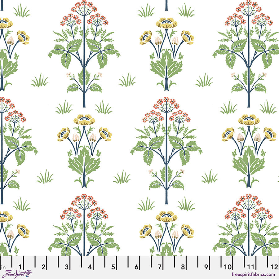 Fabric MEADOWSWEET WHITE, from Leicester Collection, Original Morris & Co for Free Spirit, PWWM087.WHITE