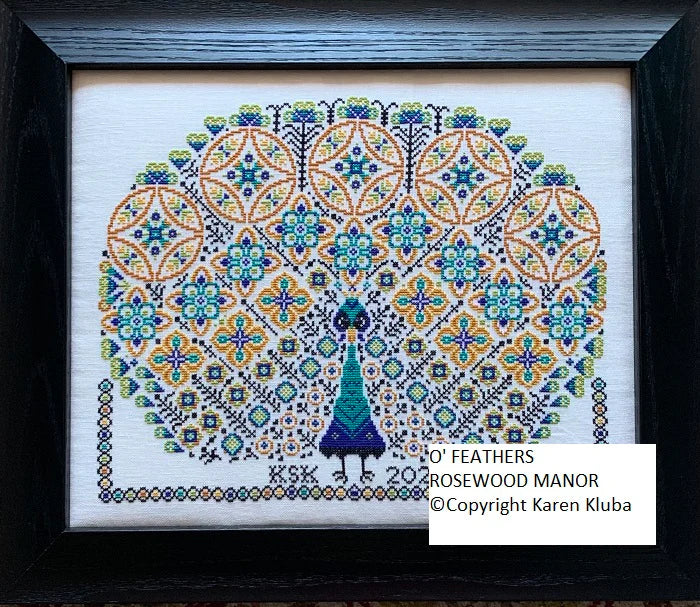 Cross-Stitch Sampler Pattern O'FEATHERS by Karen Kluba from Rosewood Manor, S-1241