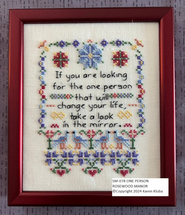 Cross-Stitch Sampler Pattern ONE PERSON by Karen Kluba from Rosewood Manor, SM-078