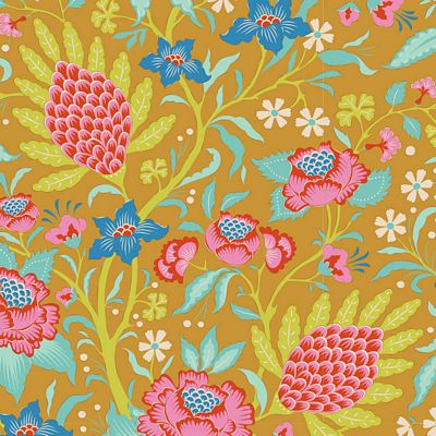 Tilda Fabric FLOWERTANGLE MUSTARD from Bloomsville Collection, TIL100516
