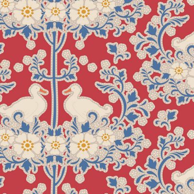 Fabric JUBILEE-DUCK NEST RED by TILDA, TIL100545