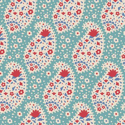 Fabric JUBILEE-TEARDROP TEAL by TILDA, TIL100556