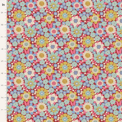 Fabric WALLFLOWER, LAUREN BURGUNDY by TILDA, TIL100602