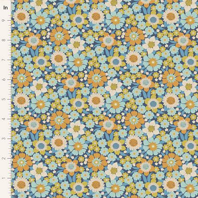 Fabric WALLFLOWER, LAUREN BLUE by TILDA, TIL100603