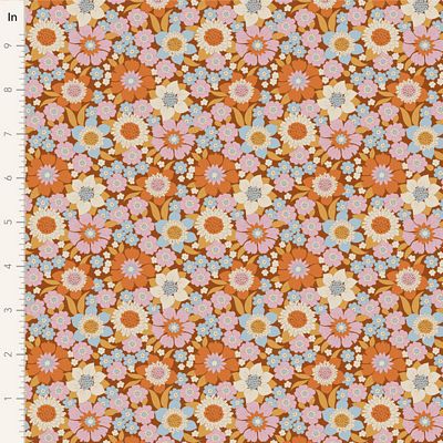 Fabric WALLFLOWER, LAUREN CARAMEL by TILDA, TIL100604
