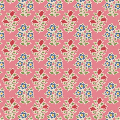 Fabric FARM FLOWERS PINK, blenders for JUBILEE Collection by TILDA, TIL110097