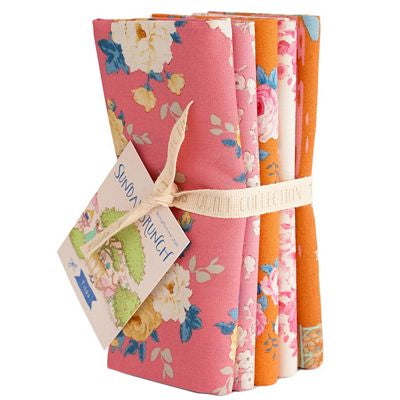 Fabric, 5 Fat 1/4s (20" X 22") bundle from Tilda, SUNDAY BRUNCH Collection PINK, 300224