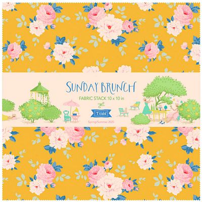 Fabric, 10" CHARM PACK, 40 pieces, from Tilda, SUNDAY BRUNCH Collection, 300230