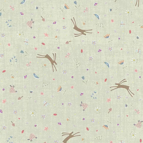 Fabric DV7425 HARES ON BLUE, from SLOW AND STEADY Collection by Anni Downs for Devonstone, Australia