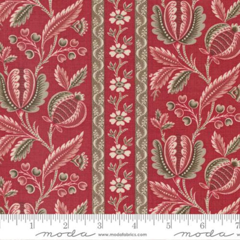 Cotton Fabric, Chateau De Chantilly PEARL ROUGE 13940 14, Moda Collection by French General
