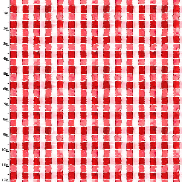 Quilting Fabric GINGHAM, Red, from The Welcome to the Funny Farm Collection by Connie Haley from 3 Wishes, 18730-RED-CTN-D