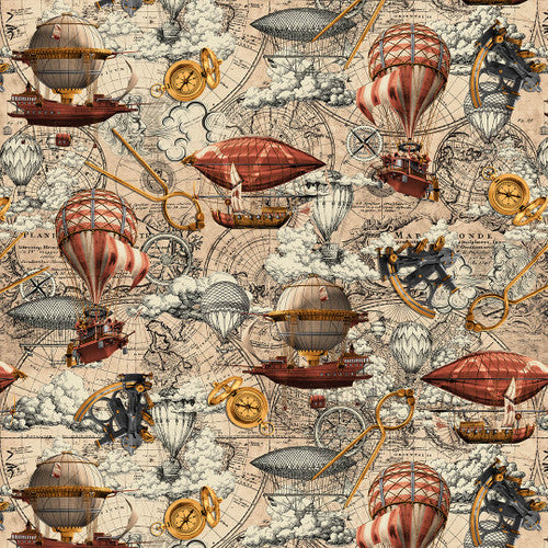 Fabric HOT AIR BALLOONS from Alternative Age Collection by Urban Essence Designs for Blank Co., 2325-41 Parchment