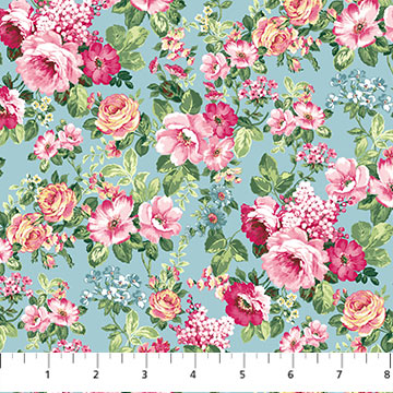 Fabric Feature Floral Blue multi 24897-44 from the Tea for Two