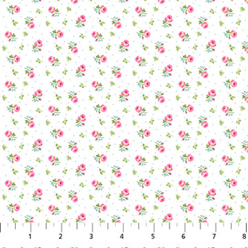 Fabric Rose White multi 24899-10 from the Tea for Two Collection by Northcott Studio