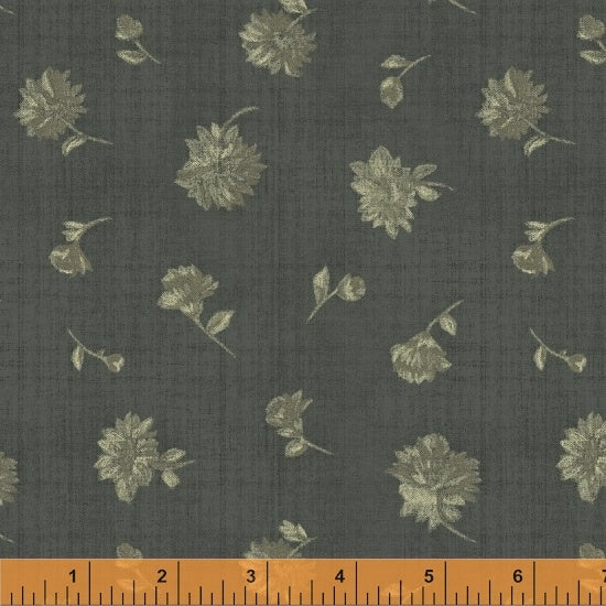 Quilting Fabric Floating Floral Charcoal from Windham Fabrics from Reed's Legacy Collection c. 1895 by Jeanne Horton. 51186-6.  Reproduction Series.