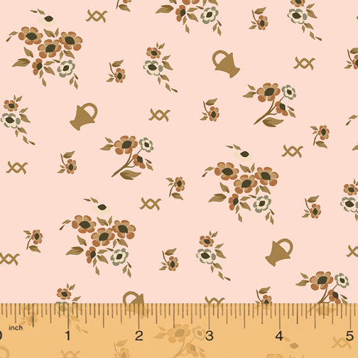 French Armoire, Blooms in My Basket Quilting Fabric from L'Atelier Perdu for Windham Fabrics, 51551-2, Dusty Blush