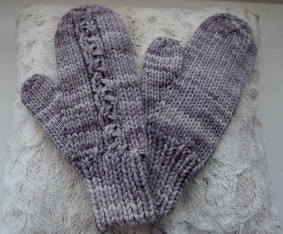 Hand-knit Mittens from Malabrigo Chunky Pearl yarn