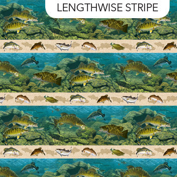 Fabric River Fish Border DP24461-44  from Hooked Collection by Al Agnew for Northcott Fabrics