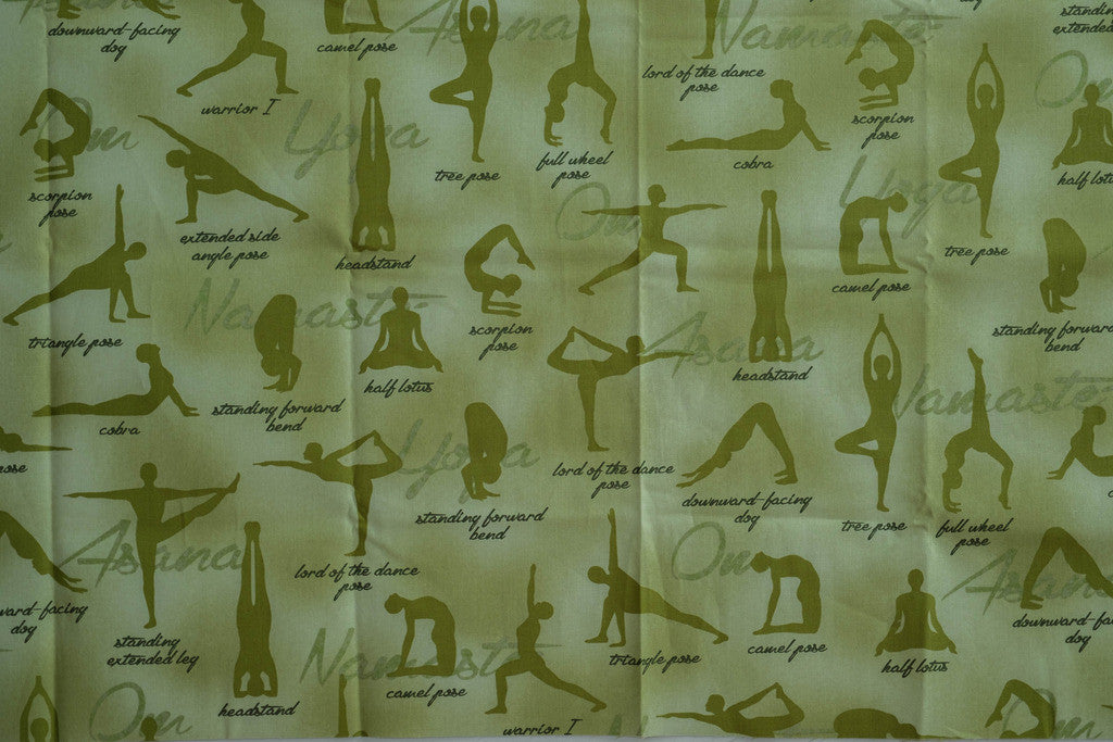 Fabric Sports Life - Yoga, from Robert Kaufman, SRK-15818-7 GREEN