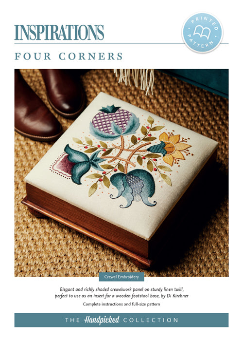 Pattern FOUR CONERS by Di Kirchner from The Handpicked Collection for Inspiration Studios, Featuring Crewel Embroidery
