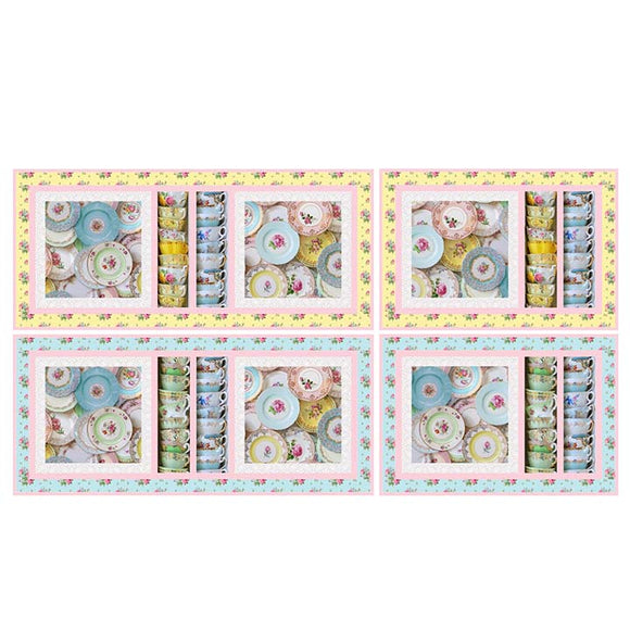 Pattern Tea Party Placemats and Runner, PTN-3003 by Cathey's Min-Ease of Cathey Marie Designs, featuring Tea for Two collection by Northcott