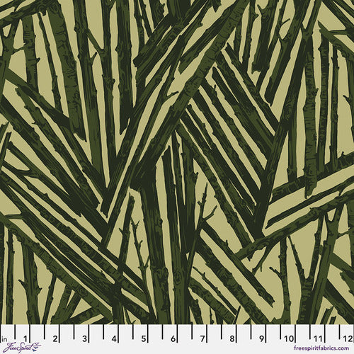 Fabric Branch, Green from TREES Collection for Free Spirit, PWMN017.GREEN