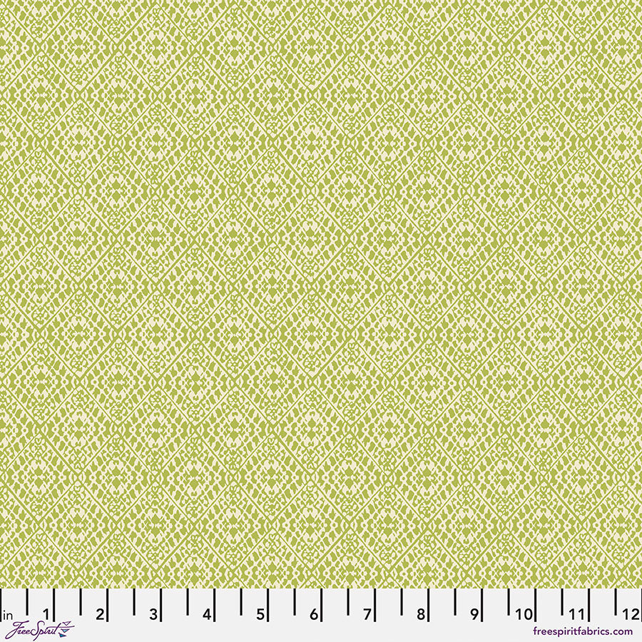 Fabric Pinjara Trellis - Lime, from A Celebration of Sanderson Collection, for Free Spirit, PWSA026.LIME