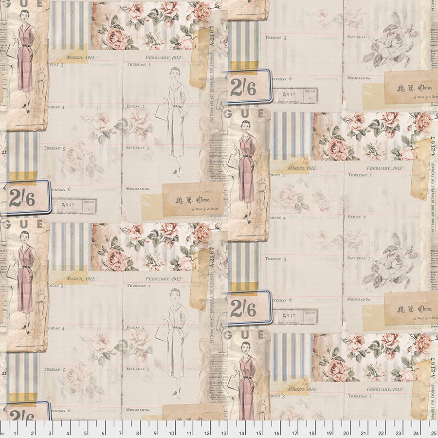 Fabric Eclectic Elements Vogue Multi, Memoranda III Collection from Tim Holtz for Free Spirit, PWTH 109