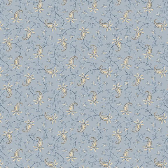 Quilting Fabric SARAH'S PAISLEY R570500 BLUE by Marcus Fabrics from Back in the Day Collection.