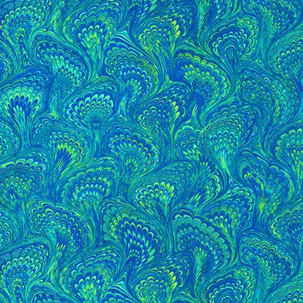 Fabric SRKD-19602-78 PEACOCK from Library of Rarities, from Robert Kaufman