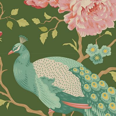 Fabric from Chic Escape Collection, PEACOCK TREE Green TIL100441 from Tilda