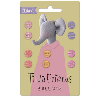 Tilda Friends CHAMBRAY Buttons Pack, WARM colors, 9 mm diameter, TIL 400052, 10 pieces set