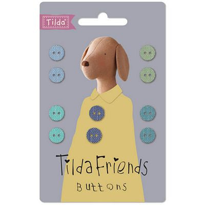 Tilda Friends CHAMBRAY Buttons Pack, COOL colors, 9 mm diameter, TIL 400051, 10 pieces set