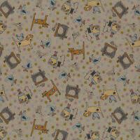 Quilting FABRIC from Lecien, One Stitch At a Time Collection by Lynnette Anderson. 35072-11 Cats, Dogs, and Birds